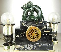 1920/1930 Suprab Hanger Cover Lamps Sculpture Art Deco Bronze Venus Cupidon