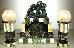 1920/1930 Suprab Hanger Cover Lamps Sculpture Art Deco Bronze Venus Cupidon