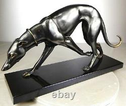 1920/30 Rochard Statue Sculpture Art Deco Bronze Animal Greyhound Levrier