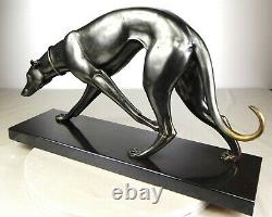 1920/30 Rochard Statue Sculpture Art Deco Bronze Animal Greyhound Levrier