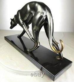 1920/30 Rochard Statue Sculpture Art Deco Bronze Animal Greyhound Levrier