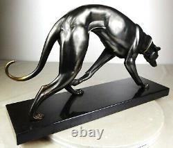 1920/30 Rochard Statue Sculpture Art Deco Bronze Animal Greyhound Levrier