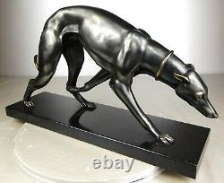 1920/30 Rochard Statue Sculpture Art Deco Bronze Animal Greyhound Levrier