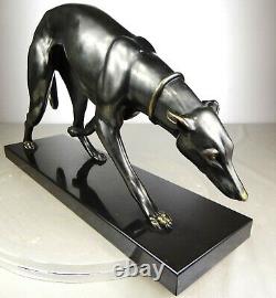 1920/30 Rochard Statue Sculpture Art Deco Bronze Animal Greyhound Levrier