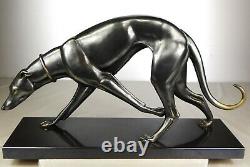 1920/30 Rochard Statue Sculpture Art Deco Bronze Animal Greyhound Levrier