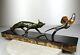 1920 M. Decoux Animal Statue Art Deco Cubist Bronze Fox Bird