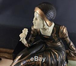 1925-1930 Sculpture Art Deco Statue By Dame Menneville Doves 53cm 15kg