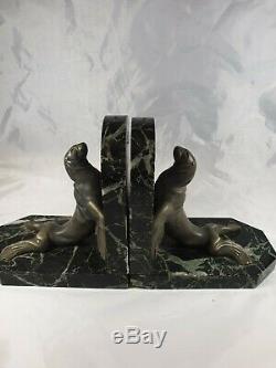 1925 Bronze Bookends Signed Maurice Frécourt / Bookend 1925