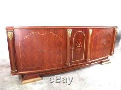 1930-1940 J. Leleu Grand Buffet Sideboard In Rosewood And Bronze Art Deco