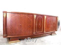 1930-1940 J. Leleu Grand Buffet Sideboard In Rosewood And Bronze Art Deco