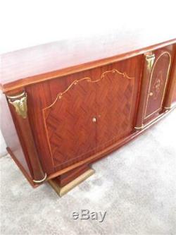 1930-1940 J. Leleu Grand Buffet Sideboard In Rosewood And Bronze Art Deco