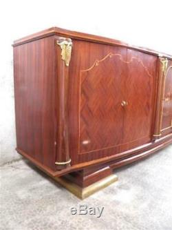 1930-1940 J. Leleu Grand Buffet Sideboard In Rosewood And Bronze Art Deco