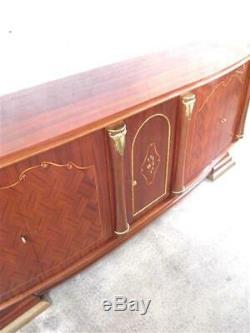 1930-1940 J. Leleu Grand Buffet Sideboard In Rosewood And Bronze Art Deco