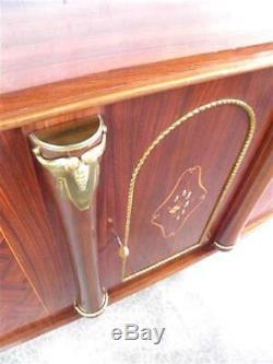 1930-1940 J. Leleu Grand Buffet Sideboard In Rosewood And Bronze Art Deco