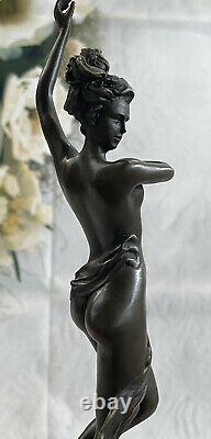 1930s Art Deco Bronze Metal Statue Chair Dancer Original Milo Figure Woman