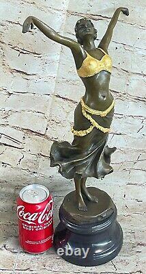 1930s Style Art Deco Golden Bronze Female Chair Woman Dancer Sculpture Figure