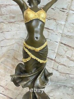 1930s Style Art Deco Golden Bronze Female Chair Woman Dancer Sculpture Figure