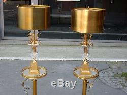 1950-70 'pair Of Lamps Vases Medicis Crystal And Bronze House Charles