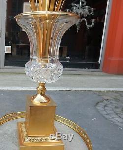 1950-70 'pair Of Lamps Vases Medicis Crystal And Bronze House Charles