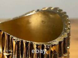 1970 Pot Bambou Art-deco Shabby-chic Bronze Metal Argent Adnet Jansen Pergay