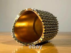 1970 Pot Bambou Art-deco Shabby-chic Bronze Metal Argent Adnet Jansen Pergay