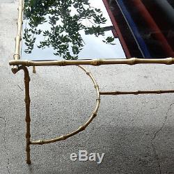 1970 'coffee Table With Bronze Spacer House Banded Bamboo Decor