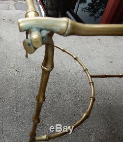 1970 'coffee Table With Bronze Spacer House Banded Bamboo Decor