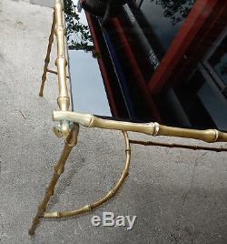 1970 'coffee Table With Bronze Spacer House Banded Bamboo Decor