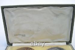 2 ART DECO MEDALS SILVER + BRONZE in box by DAMMANN electricity