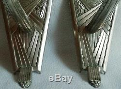 2 Bronze Sconces Nickel And Molded Glass Art Deco Period Around 1930