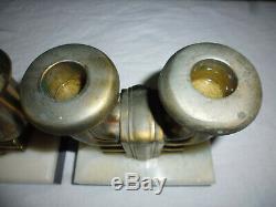 2 Old Candlestick Art Deco Gilded Bronze And Marble
