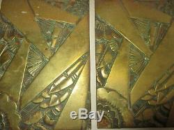 2 Superb Low Relief Art Deco Plates Brass Maurice Picaud