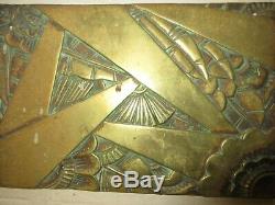 2 Superb Low Relief Art Deco Plates Brass Maurice Picaud