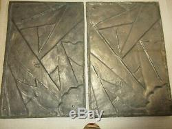 2 Superb Low Relief Art Deco Plates Brass Maurice Picaud