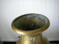 3.8kg The 2 / H33cm Art Deco 2 Old Vase In Thick Bronze / Mouse And Vine