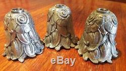 3 Modernist Art Deco Socket Holders, Silvered Bronze, 1930 Candlestick