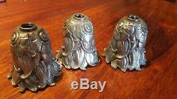 3 Modernist Art Deco Socket Holders, Silvered Bronze, 1930 Candlestick