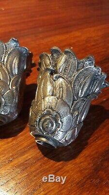 3 Modernist Art Deco Socket Holders, Silvered Bronze, 1930 Candlestick