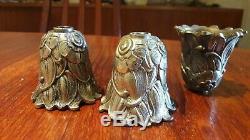 3 Modernist Art Deco Socket Holders, Silvered Bronze, 1930 Candlestick