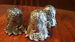 3 Modernist Art Deco Socket Holders, Silvered Bronze, 1930 Candlestick