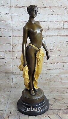 45 CM Western Art Deco Bronze Marble Chair Woman Girl Fair Maiden Bust