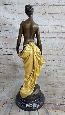 45 CM Western Art Deco Bronze Marble Chair Woman Girl Fair Maiden Bust