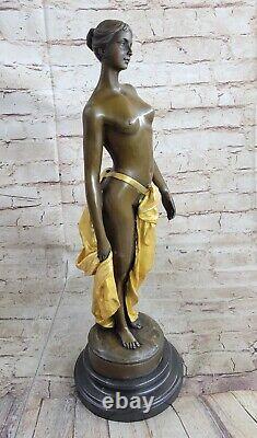 45 CM Western Art Deco Bronze Marble Chair Woman Girl Fair Maiden Bust