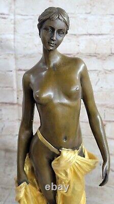 45 CM Western Art Deco Bronze Marble Chair Woman Girl Fair Maiden Bust