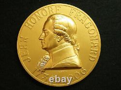 81mm Medaille Art Deco Bronze Gold Lucien Bazor 1932 Jean Honore Fragonard 1732
