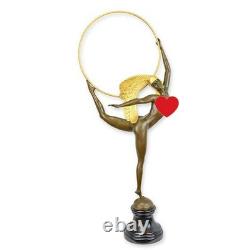 9932309 Bronze Sculpture Hoop Dancer Art Deco Nude 71x29x18cm 5.4kg