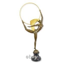 9932309 Bronze Sculpture Hoop Dancer Art Deco Nude 71x29x18cm 5.4kg