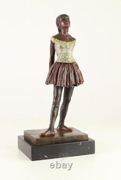 9973238-ds Bronze Sculpture Young Colorful Art Deco Ballerina Dancer 13x18x38cm