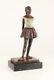 9973238-ds Bronze Sculpture Young Colorful Art Deco Ballerina Dancer 13x18x38cm