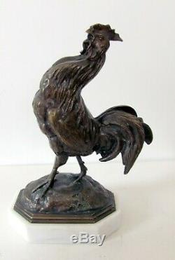 A. Barye (1839-1882) Bronze Authentic XIX Century Rooster Art Deco